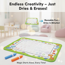 Reusable Mess-Free Aqua Doodle Mat (25 x 15 inch) with 2 Water Pens