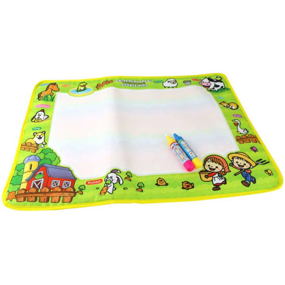 Reusable Mess-Free Aqua Doodle Mat (25 x 15 inch) with 2 Water Pens